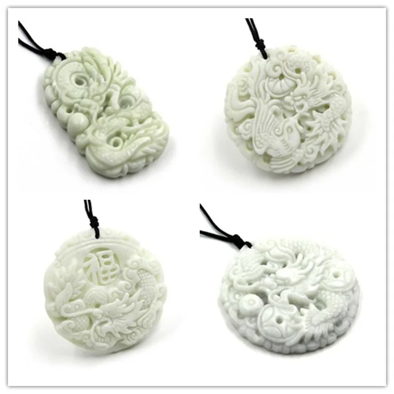 Women'S Fashion Jewellery - Natuurlijke witte jade Draak Phoenix Hanger