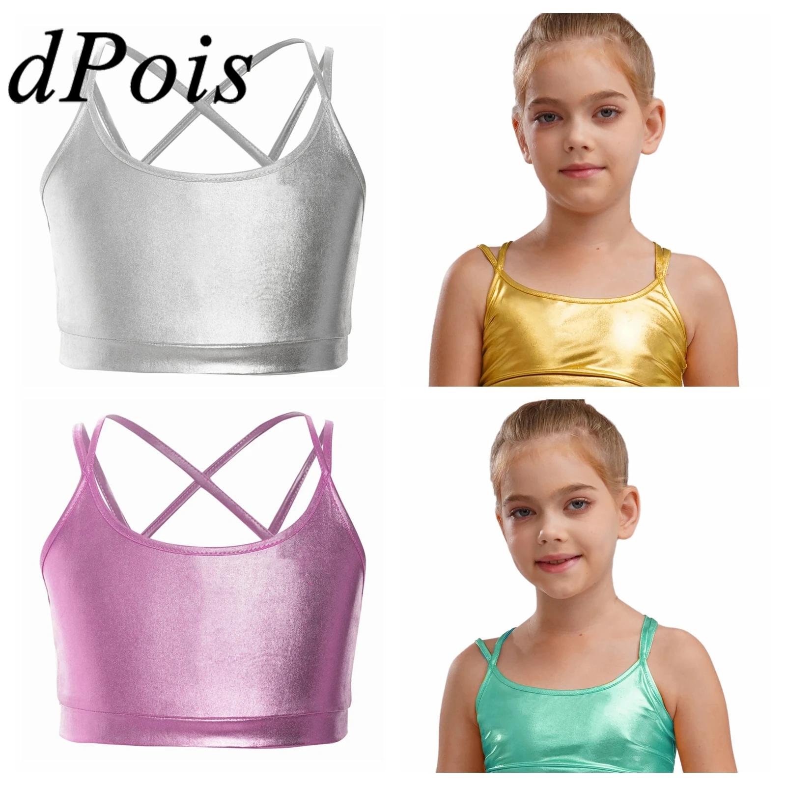 Lace Trim Cami - Kindertop voor meisjes Glanzend streetwear metallic