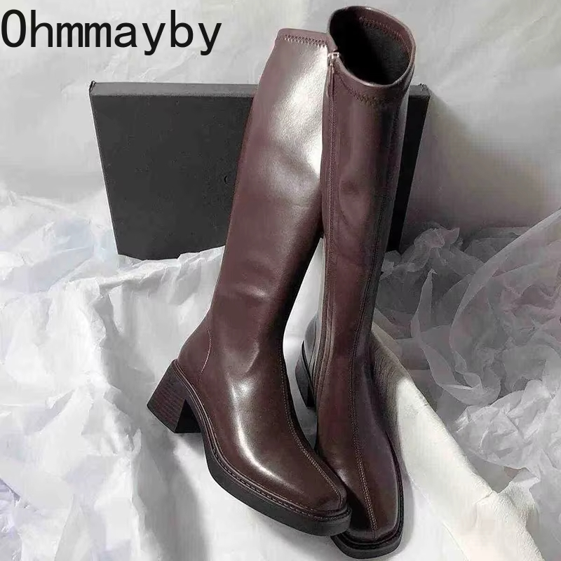 Women'S Fashion Korea - Vintage Dikke Hak Vrouwen Knie Hoge