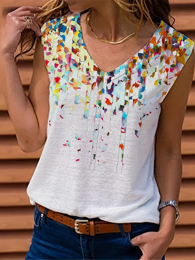 Women'S Fashion Vest Tops - Plus Size 1xl-5xl Damesmode Top V-Hals