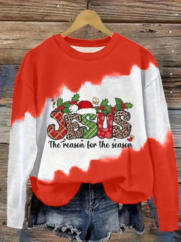 Women Fashion Necktie - Dames Kerst Tie Dye Sweatshirt met