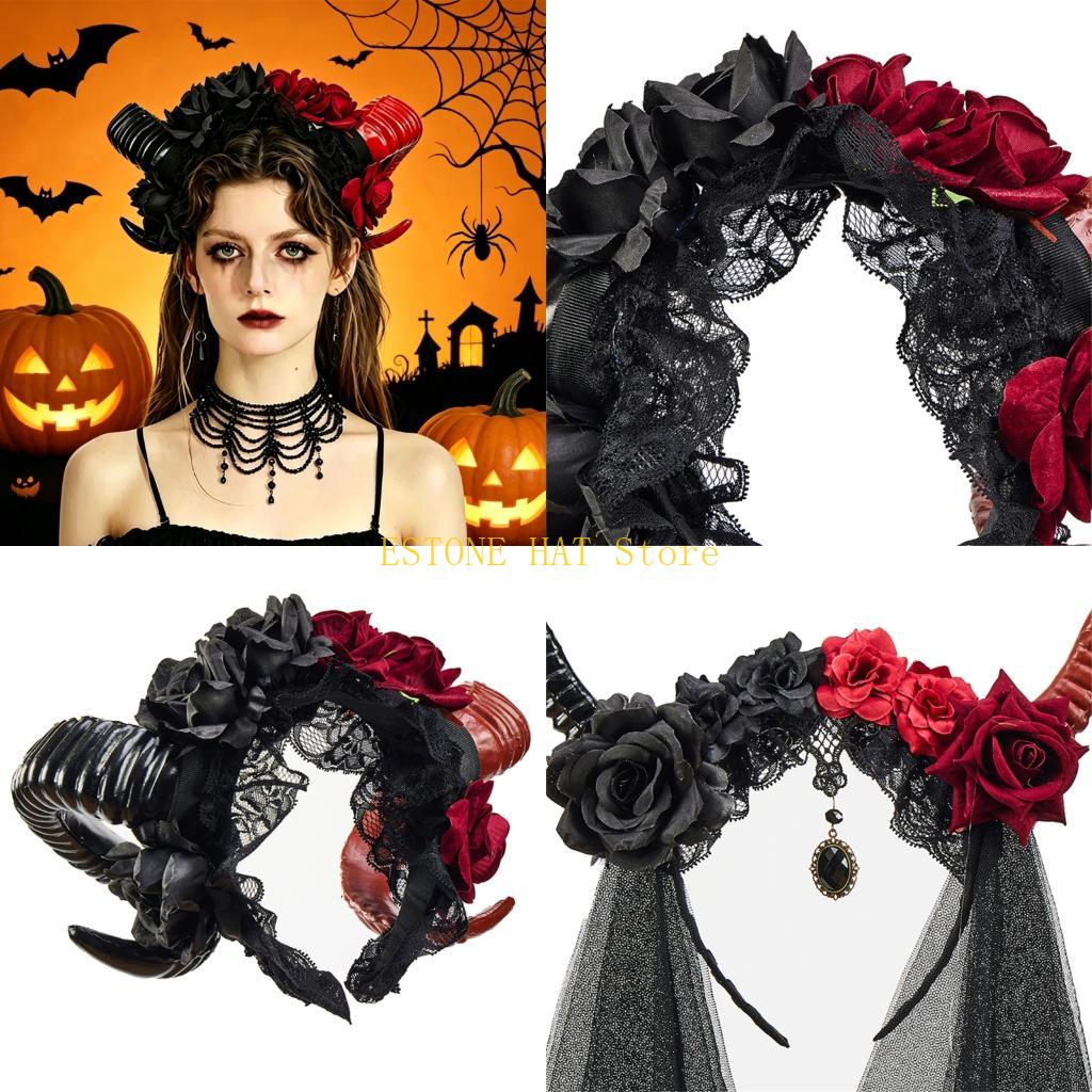 Women Fashion Photoshoot - 49MF verstelbare bloemengeithoorn hoofddeksel stijlvol haarornament