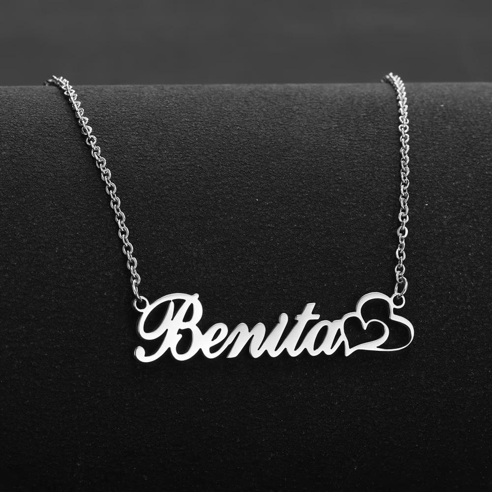 Women Fashion Names - Gepersonaliseerde dubbele hart aangepaste naam ketting