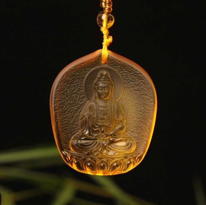 Women'S Fashion Jewellery - Chinese Geel kristal Waterdruppel Guanyin Bodhisattva
