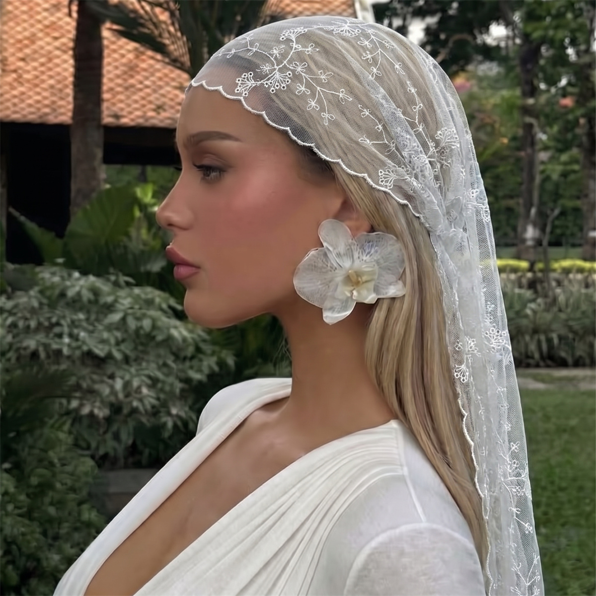 Witte bloemenkant mesh hoofdsj - Women Fashion Necktie recensie en prijs