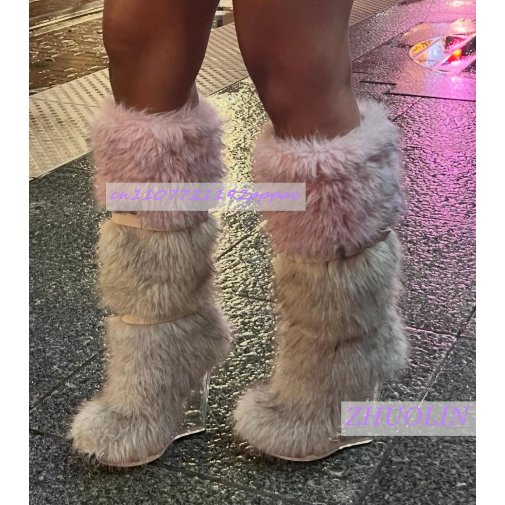 Winter Gradiënt Harige Transpa - Women'S Fashion Knee High Boots recensie en prijs