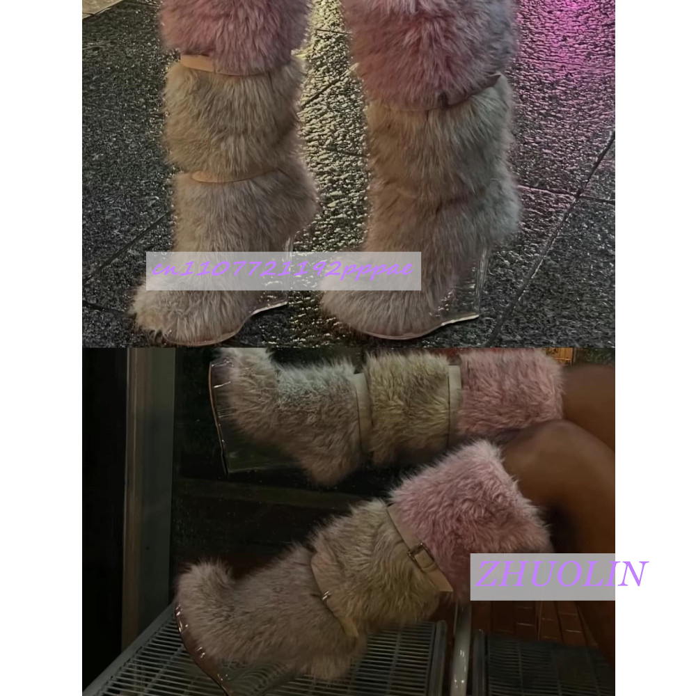 Winter Gradiënt Harige Transpa - Women'S Fashion Knee High Boots recensie en prijs