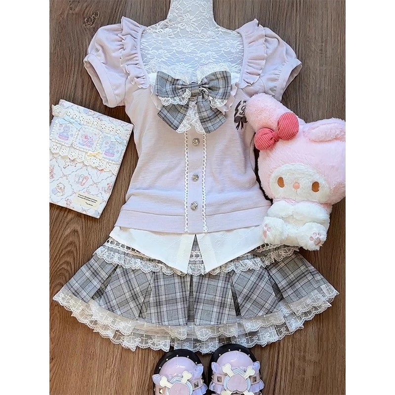 Roze kanten patchwork top voor - Women Fashion Photoshoot recensie en prijs
