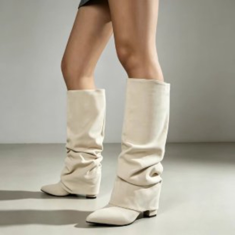 Mode Retro Spitse Teen Geplooi - Women'S Fashion Knee High Boots recensie en prijs