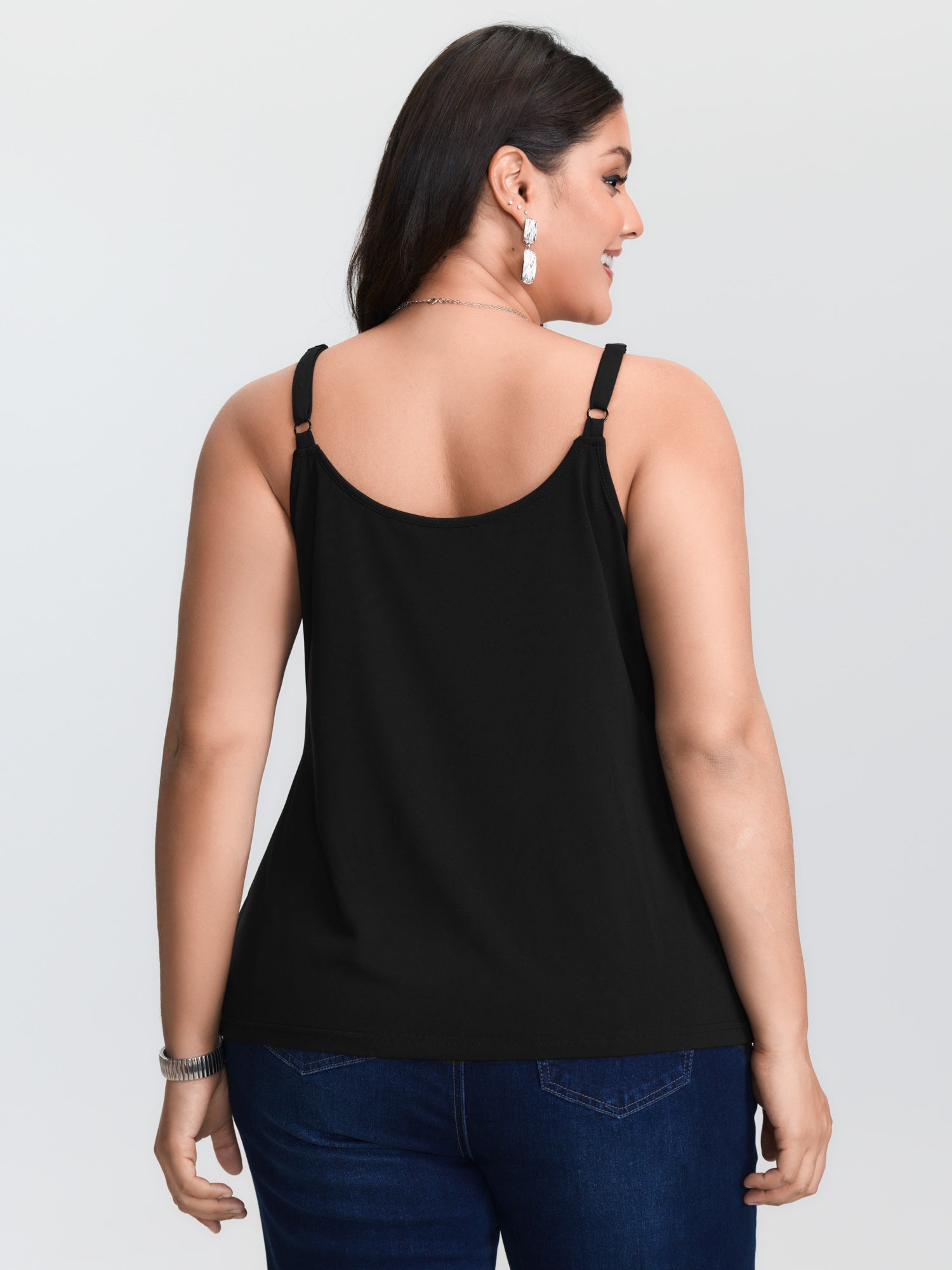Zwarte, gebreide top in plusma - Lace Trim Cami recensie en prijs